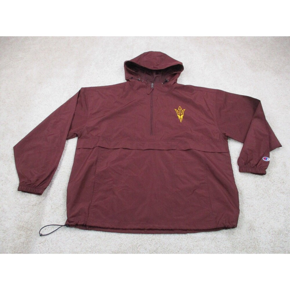 Arizona State Sun Devils Champion Mens XL Red Anorak Jacket Windbreaker Hoodie